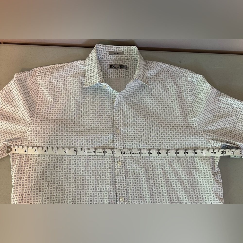 Express Large Mens 16-16 1/2 Fitted White Button Down Long Sleeve Shirt - Picture 5 of 12